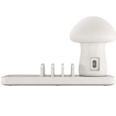 Mobile Phone Detachable Multi-Port USB Charging Station Mushroom LED Night with Wireless Phone Charging Dock