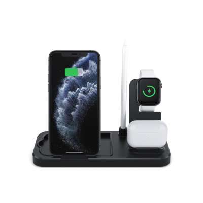 Wireless Charger Station 4 in 1 Qi-Certified Fast 10W Charging Dock Stand for Apple Watch/AirPods/Pencil