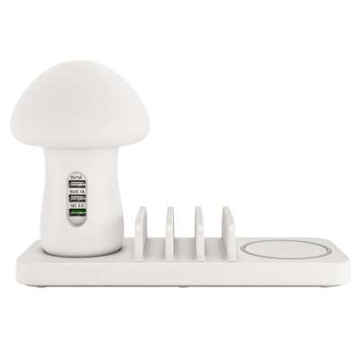 Led Mushroom Night Light 3-port Mobile Phone Wireless Charging Bracket