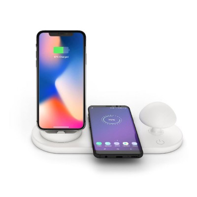 Mushroom Lamp 3 IN 1 Wireless Charger Qi Fast Wireless Charging Pad for iPhone/ Android Phone