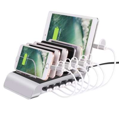 Charging Station for Multiple Devices Showwish 6 Port USB Charger Station for Cell Phones Smart Phones Tablets Silver