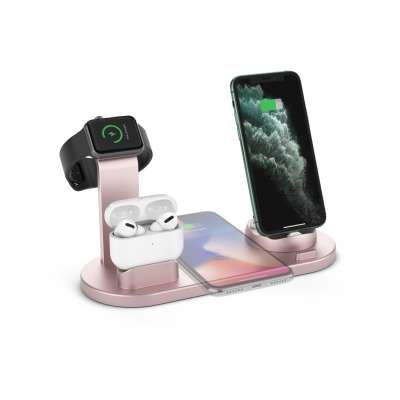 Wireless Charger Dock 4in1 Multiple Device Fast Charging Station Qi Typ-C Fast Wireless Charging Stand Compatible for iphone 11