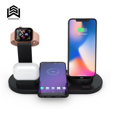 Applicable To Airpods Mobile Phone Wireless Charging Headset Watch Four In One iWatch Charging BracketCompatible for iphone 11