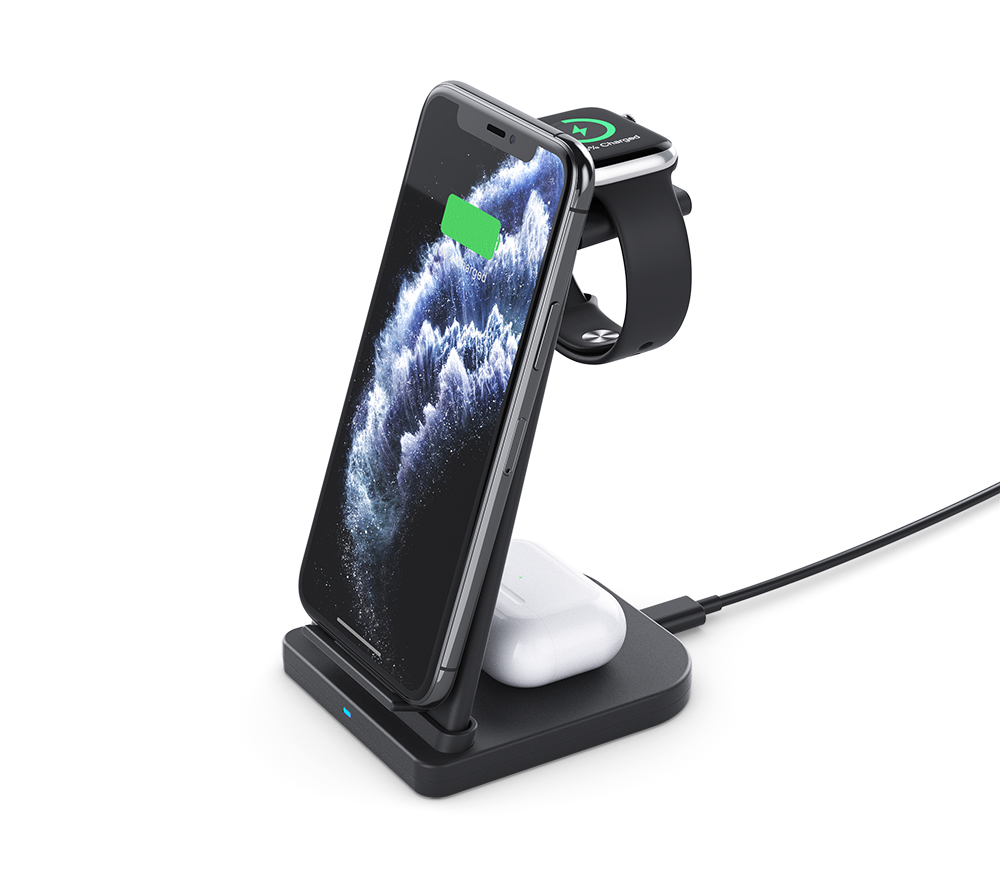 Wireless Charger Station Showwish 3 in 1 Fast 10W Charging Dock Stand For Apple Iphone Watch AirPods wireless charging station